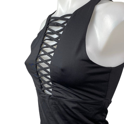Kookai Women's Black Lace Up Crisscross Sleeveless Cami Blouse Tank Top Size 1