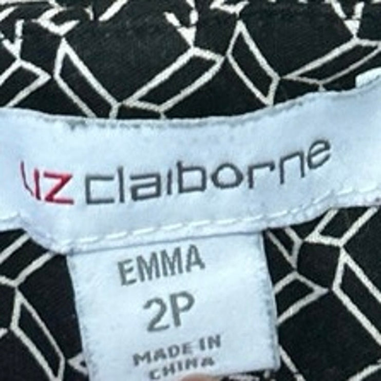 Liz Claiborne Women's Black Geometric Mid Rise Skinny Stretch Trousers Pants 2