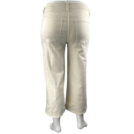 Banana Republic Women's White High Waisted Wide Leg Crop Denim Jeans Size 32