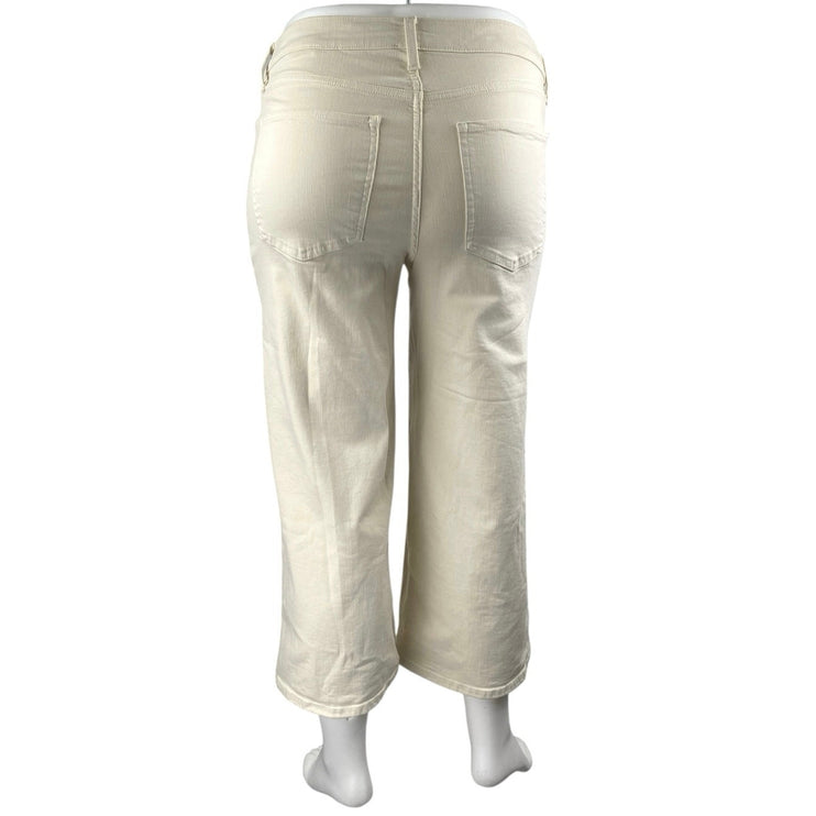 Banana Republic Women's White High Waisted Wide Leg Crop Denim Jeans Size 32