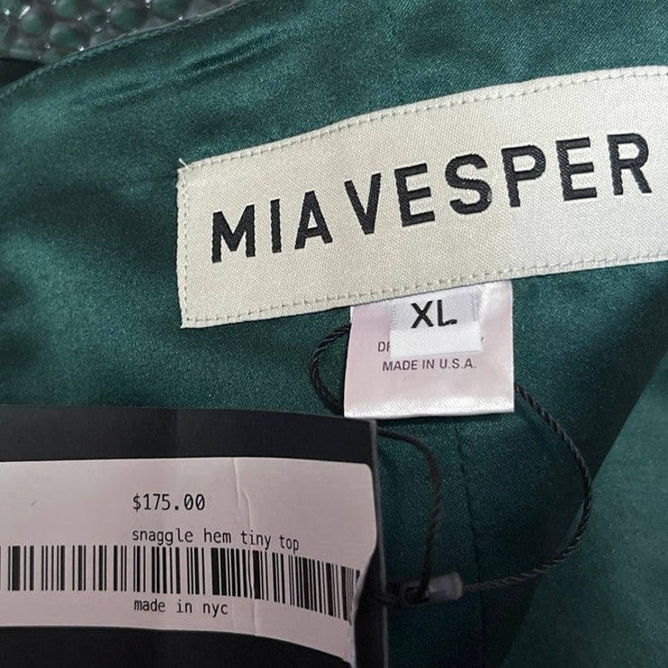 NEW Mia Vesper Blue Green Crocodile Snaggle Snakeskin Animal Crop Leather Top XL
