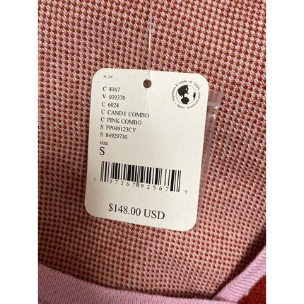 NEW Free People Pink Knit Snow Bunny Crop Sweater 2-Piece Pajama Lounge Set Sz S