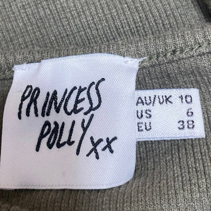 Princess Polly Green Ribbed Knit Sleeveless Cami Camisole Tank Crop Top Size 6