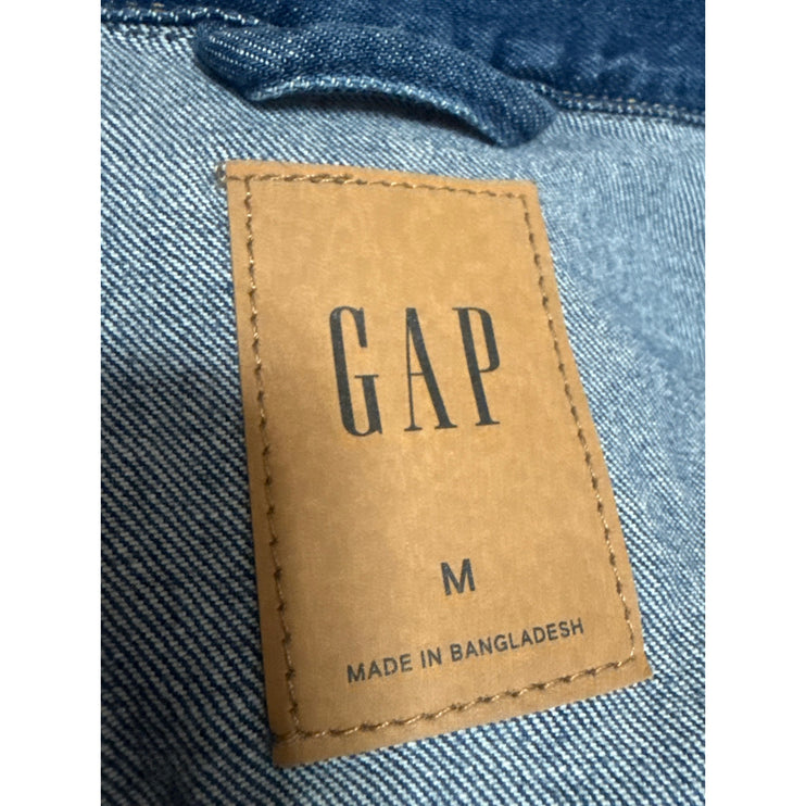 GAP Womens Blue Collared Long Sleeve Button Down Shirt Trucker Coat Jacket Top M