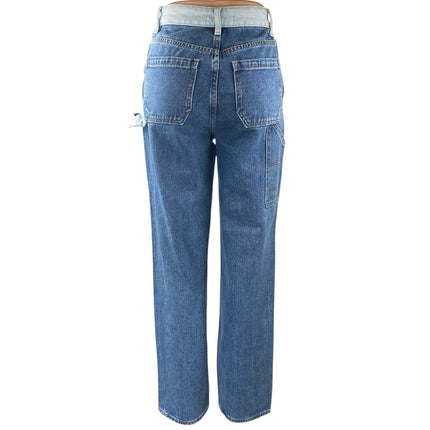 Pacsun 90's BF Carpenter Colorblock Straight Wide Leg High Waist Denim Jeans 24