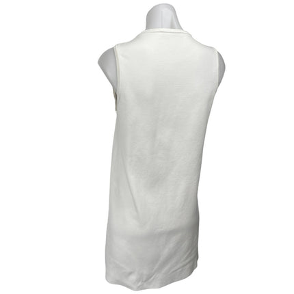 Zara White Sleeveless Crew Neck Cami Camisole Tank Mini Shift Dress Size S