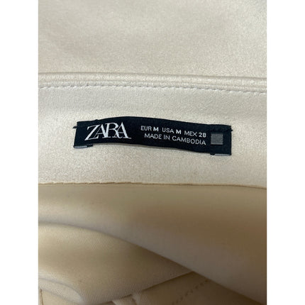 Zara Women's Cream Beige High Waisted Pocket Casual A Line Mini Skirt Size M
