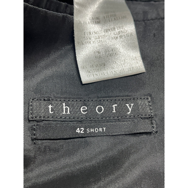 Theory Black Wool Long Sleeve Blazer Coat Jacket Straight Dress Pants Set 42/34