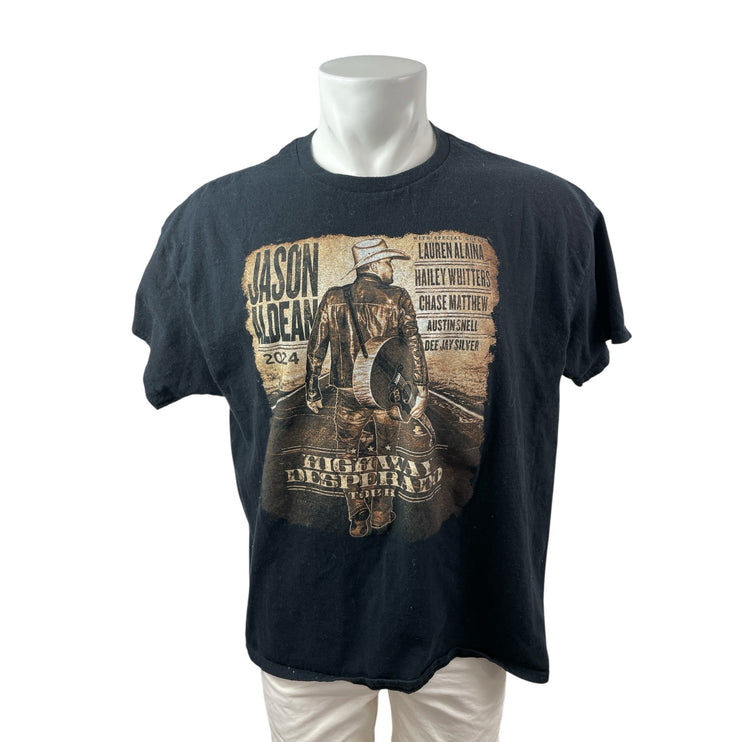 Mens Black Jason Aldean "Highway Desperado" Concert Tour T Shirt Tee Top Size XL