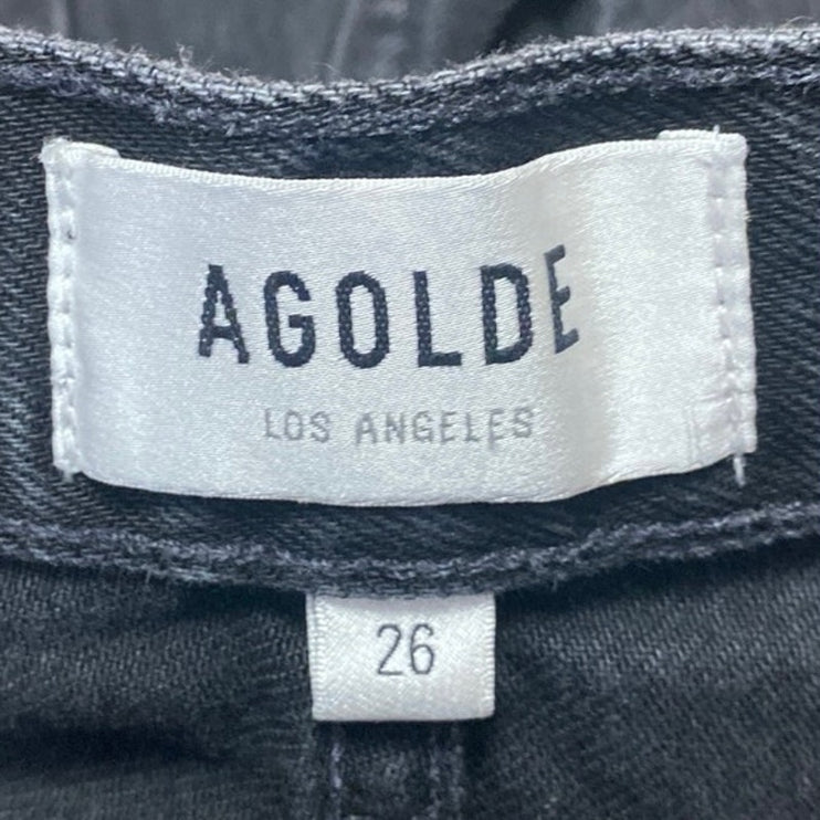 Agolde Women's Straight Leg High Waist Distressed Frayed Denim Jeans Pants Sz 26