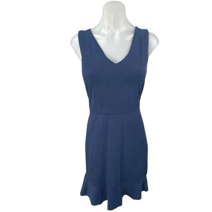 Ann Taylor LOFT Blue Sleeveless V-neck Ruffle Mini A-Line Fit & Flare Dress 10
