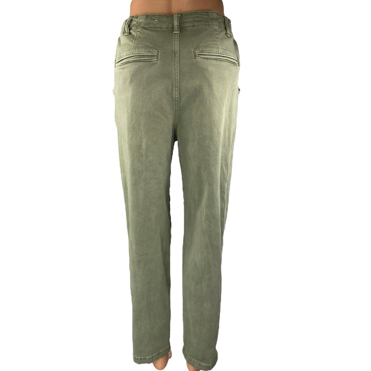 American Eagle Women's Green High Waist Straight Tapered Leg Trousers Pants Sz 6