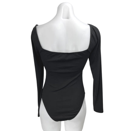 Princess Polly Women's Black Long Sleeve Scoop Neck Blouse Bodysuit Top Size S