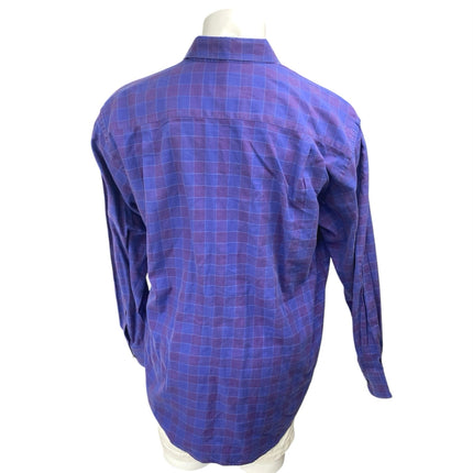 Paul Stuart Men's Purple Gingham Check Long Sleeve Button Down Shirt Top Size XL