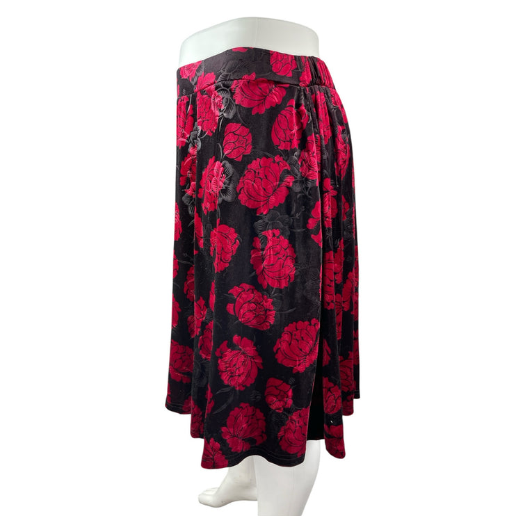Bloomchic Women's Floral Velvet Velour High Rise Mini Flare A-Line Skirt 22/24