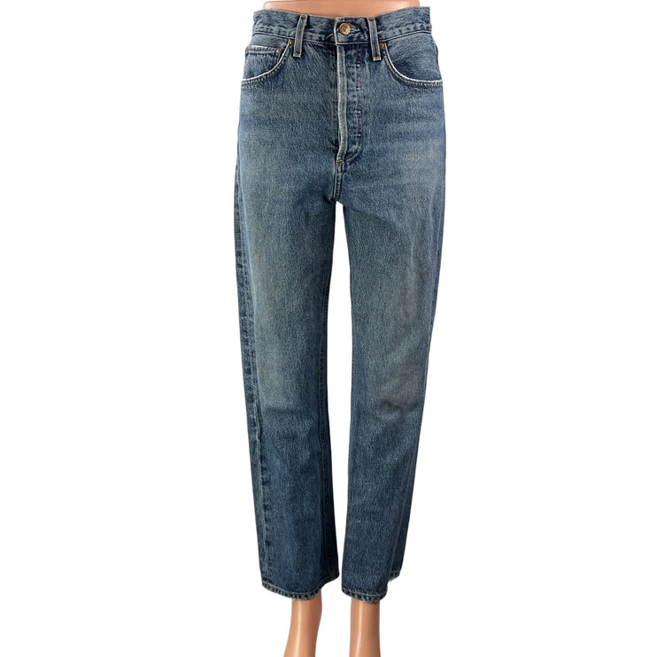 AGOLDE Women's High Rise Medium Wash Relaxed Straight Leg Denim Jeans Pants 24