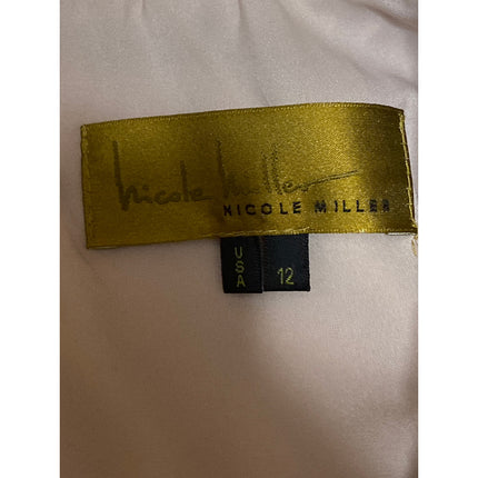 Nicole Miller Gold Metallic Cap Sleeve Surplice V Neck Ruched Mini Dress Size 12