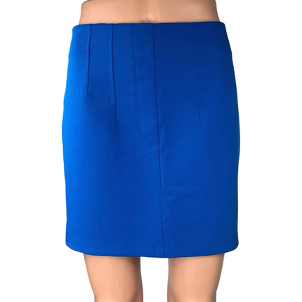 Zara Women's Blue High Waisted Career Pleated Mini Pencil Skirt Size S