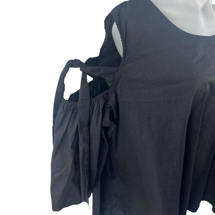 Kaktus Women's Black Cold Shoulder 3/4 Flutter Sleeve Tunic Blouse Top Size 2X