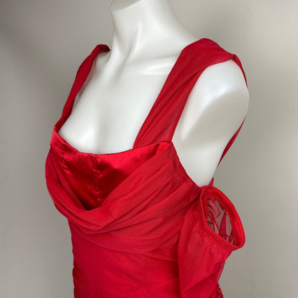 Akira NWT Forgive Me Off Shoulder Red Ruched Formal Bodycon Sexy Mini Dress Sz L