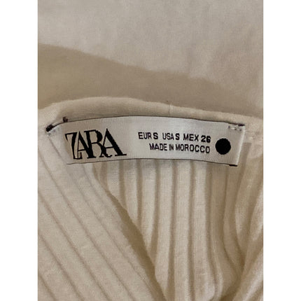 Zara Women's White Sleeveless Ribbed Square Neck Midi A-Line Tank Dress Size S