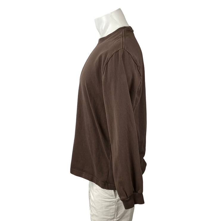 Madewell Men's Brown Crew Neck Long Sleeve Golf Basic T Shirt Tee Top Size L