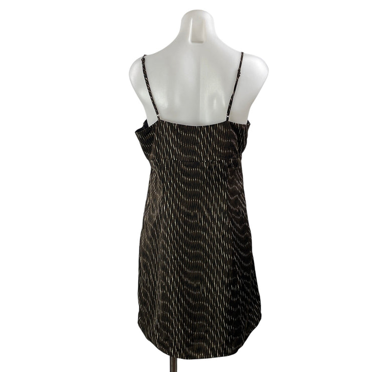 Banana Republic Black Brown Sleeveless Abstract Cami Tank Mini Dress Size 10