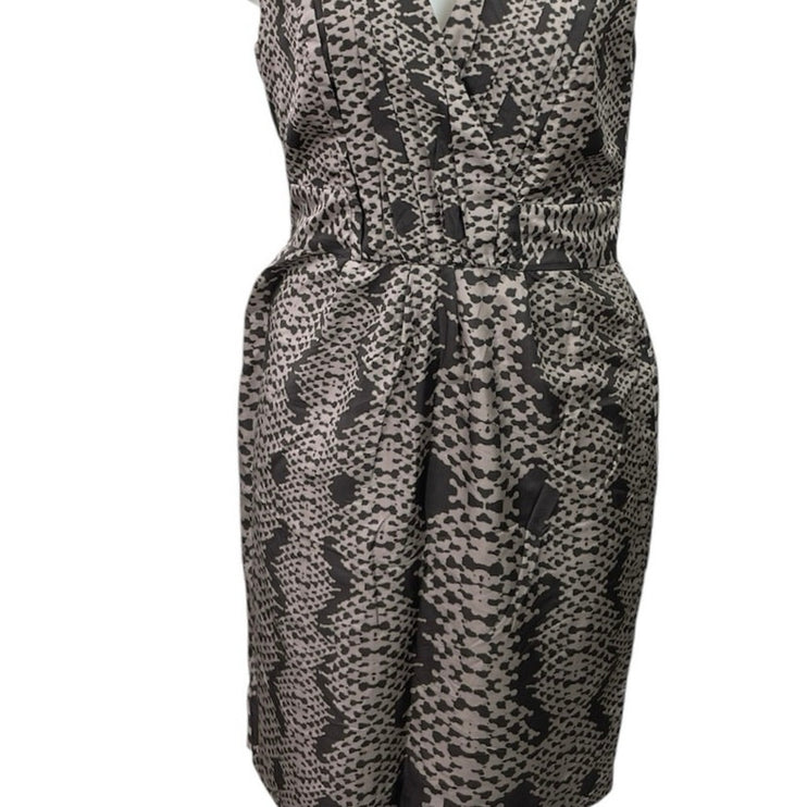 Banana Republic 100% Silk Snake Print VNeck Sleeveless Mini A-Line Wrap Dress 14