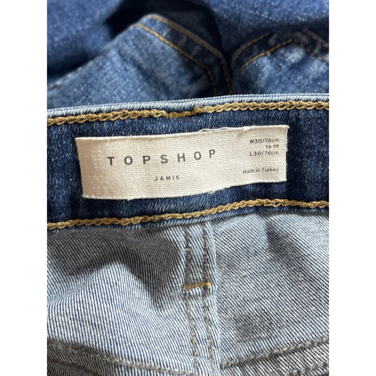 Topshop Jamie Women's Blue High Waisted Slim Fit Skinny Denim Jeans Pants Size 8