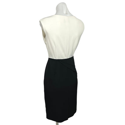 Adrianna Papell White Black Asymmetrical Peplum Sleeveless Mini Sheath Dress S