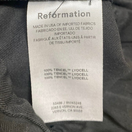 Reformation Women's Black Straight Wide Leg Elastic Waist Trousers Dress Pants L