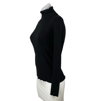 Tory Burch Women's Black Ribbed Knit Turtleneck Long Sleeve Sweater Top Size S/P