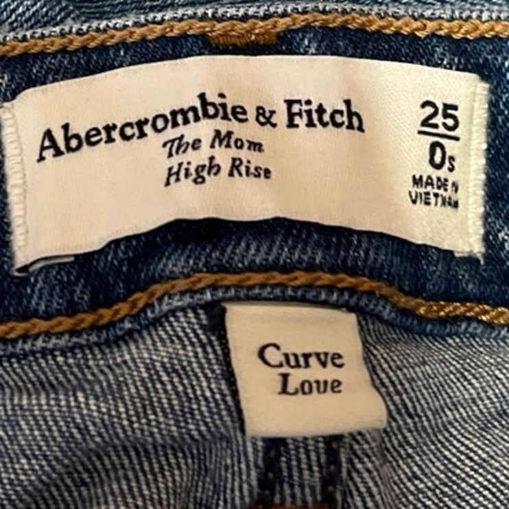 Abercrombie & Fitch Curve Love High Rise Straight Leg Denim Mom Jeans Pants 25