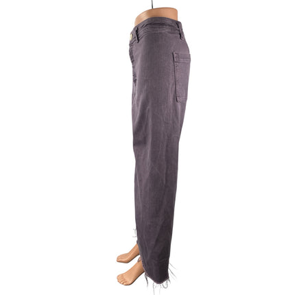 Zara The Marine Purple Raw Frayed Hem Flare Palazzo Wide Leg Denim Jeans Pants 6