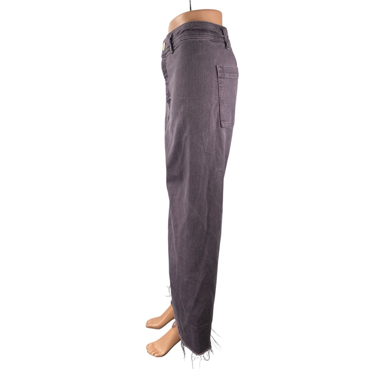 Zara The Marine Purple Raw Frayed Hem Flare Palazzo Wide Leg Denim Jeans Pants 6