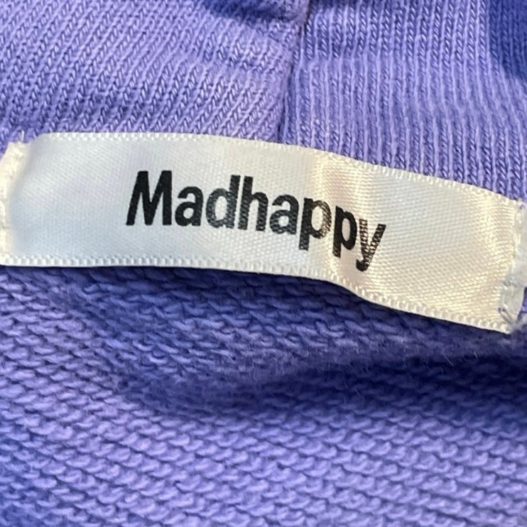 Madhappy Womens Purple Logo Long Sleeve Knit Hoodie Hooded Sweatshirt Top Size S