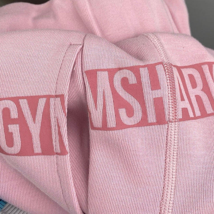 Gymshark Pink Colorblock Logo High Waisted Straight Cropped Sweatpants Size S