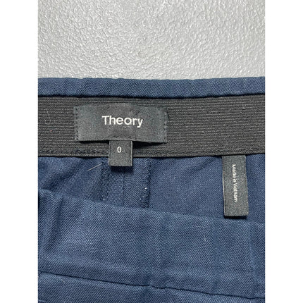 Theory Thaniel Bistretch Women's Blue Twill Slim-Fit Straight Trousers Pants 0