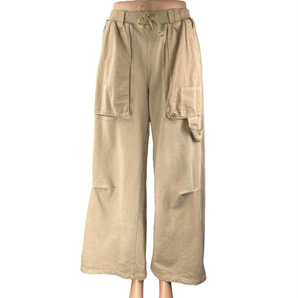 Zara Women's Beige Tan Khaki Chino High Rise Wide Leg Trousers Pants Size S