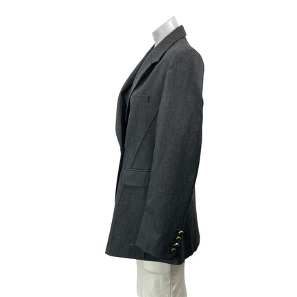 Zara Women's Gray 100% Wool Notch Lapel Long Sleeve Blazer Coat Jacket Size M