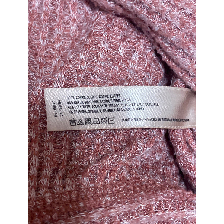 Anthropologie Saturday Sunday Brown Pink Ribbed Knit Hoodie Sweater Top Size S