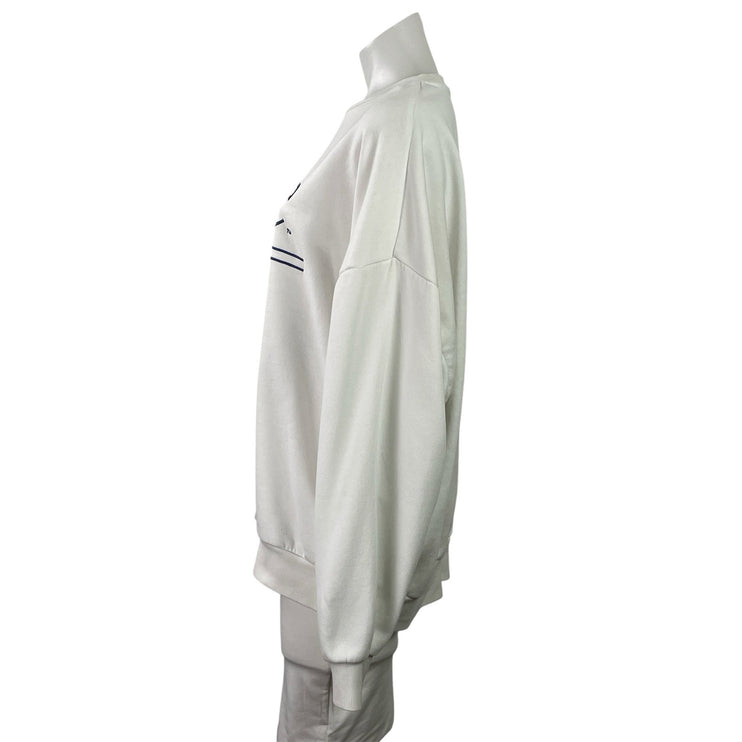 Yale University Women's White Crest Fleece Long Sleeve Crew Neck Sweatshirt L