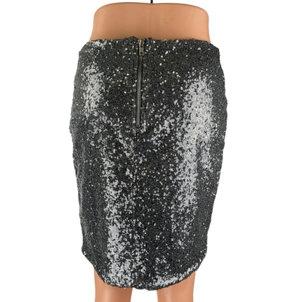 ANGL Women's Black Sequin Sparkly Shimmer High Waisted Pencil Mini Skirt Size M