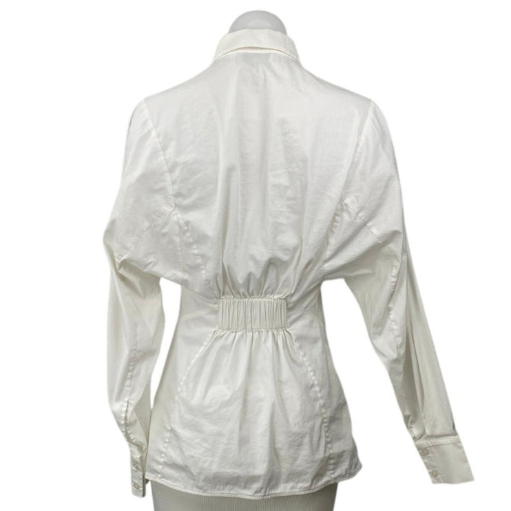 COS White Collared Long Sleeve Office Business Button Down Shirt Blouse Top Sz 4