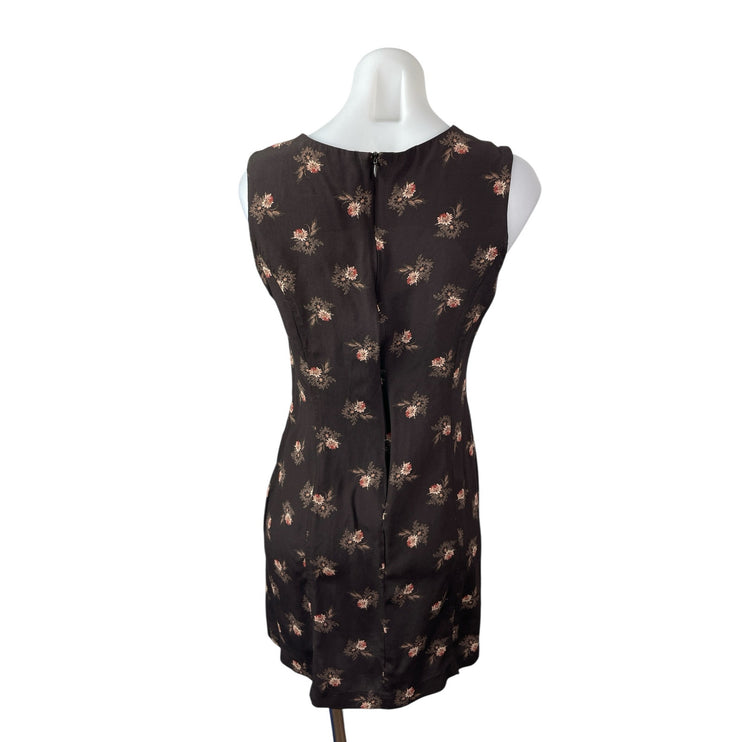 Country Road Women's Black Floral Sleeveless Crew Neck Tank Mini Dress Size 8
