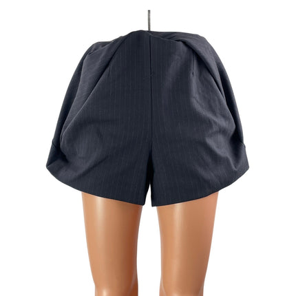 Zara Women's Black Pinstriped High Waisted Slit Mini Shorts Skirt Skorts Size S