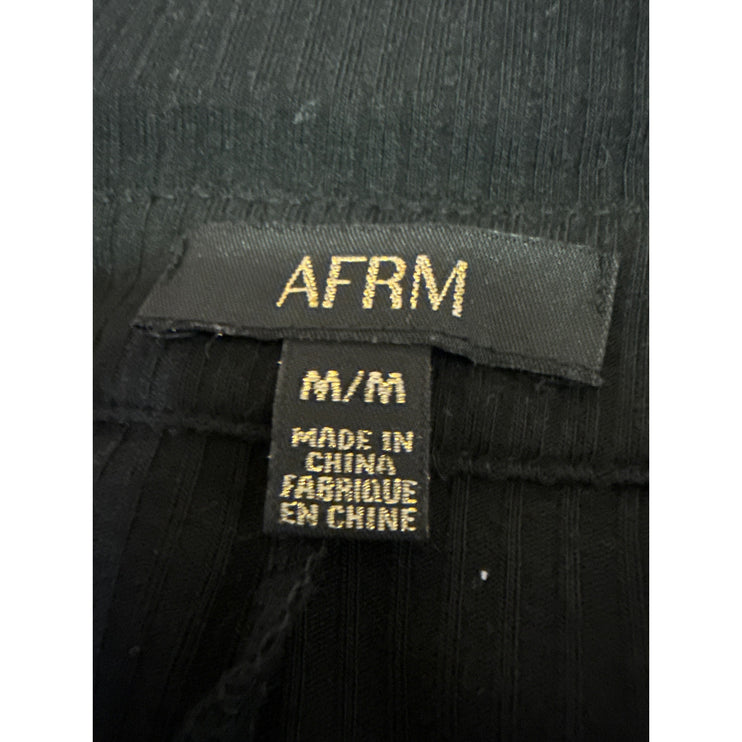 AFRM Black Long Sleeve Rib Knit Collar Button Down Mini Shirt Sweater Dress Sz M