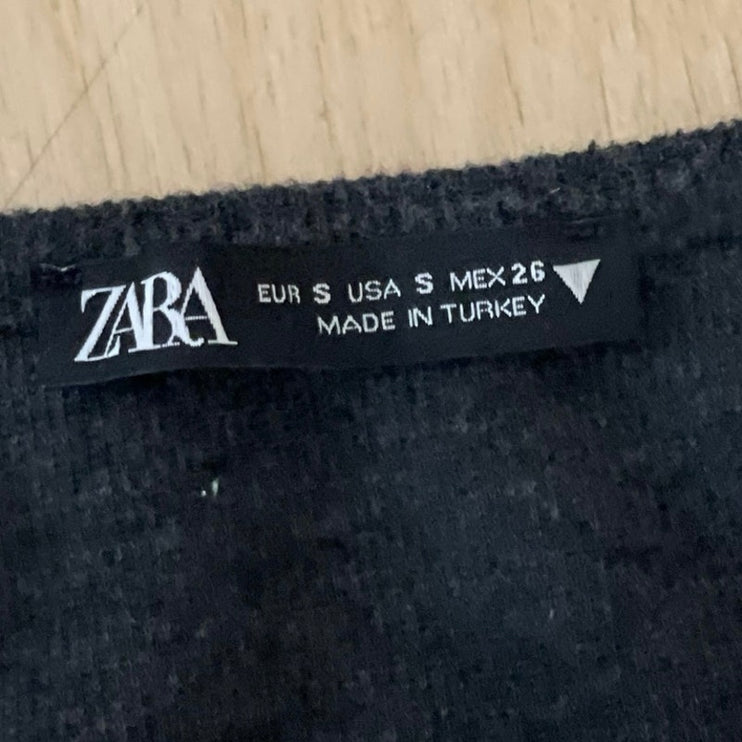 Zara Black Crew Neck Sleeveless Button Up Waistcoat Sweater Vest Tank Top Size S