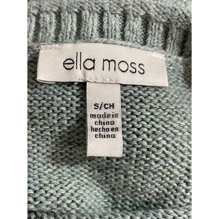 Ella Moss Women's Green Knit Long Sleeve Crew Neck Pullover Sweater Top Size S