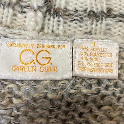 CG Career Guild Womens Gray Tan Wool Knit Short Sleeve V-Neck Sweater Vest Top L